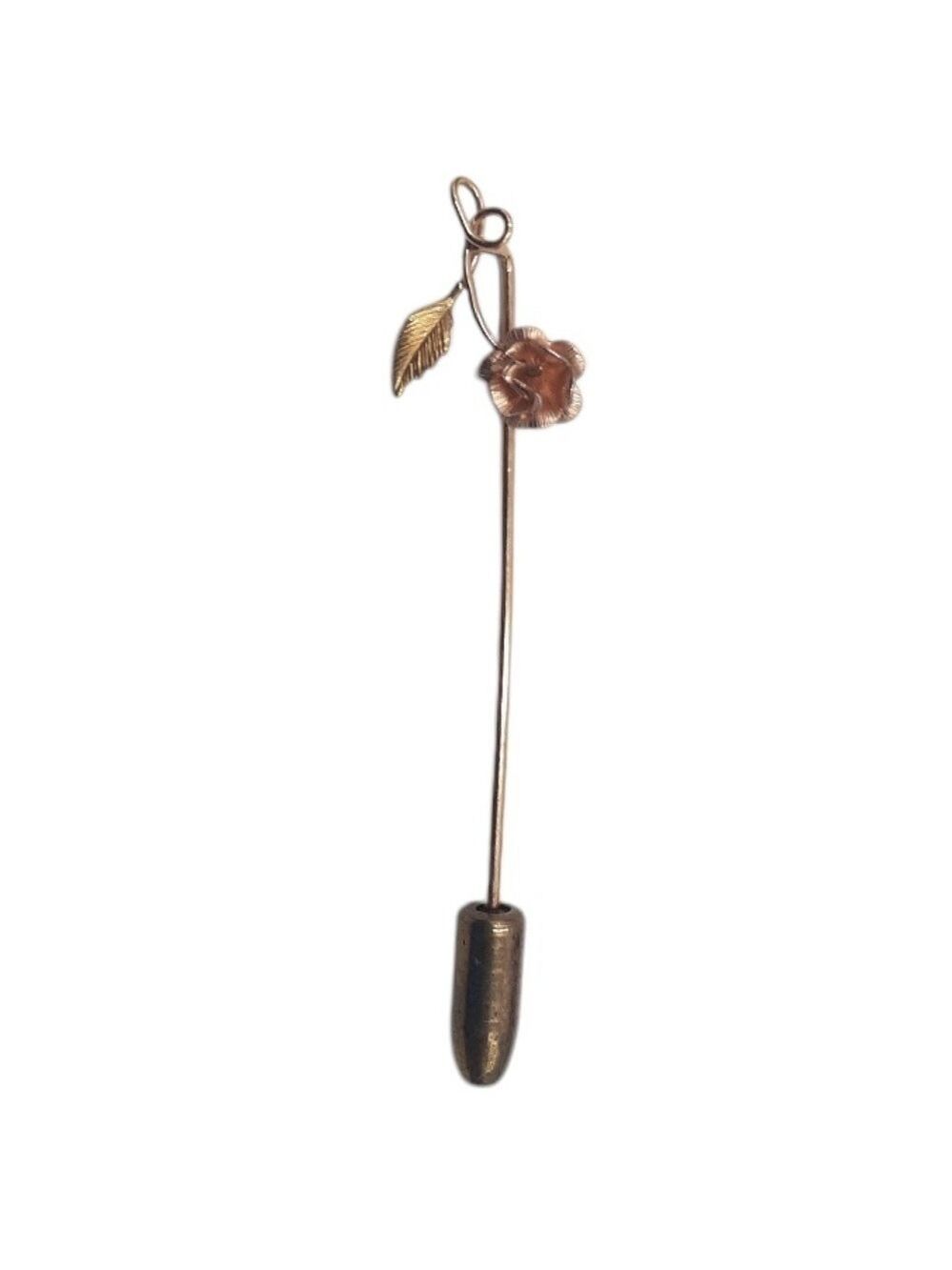 Vintage Signed Krementz Tri-colored Gold Overlay flower & leaves pin 1036
